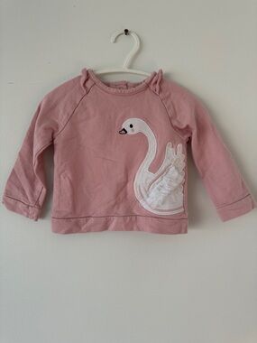 Little Girls' Pink Swan Appliqué Sweatshirt